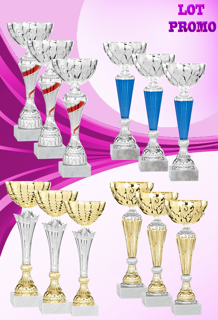 Lot de 12 coupes (Hauteur Moyenne 27.4cm)